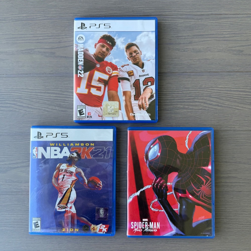 PlayStation 5 Game Bundle Madden 22 NBA 2K21 Spider-Man Miles Morales‎ PS5 Lot